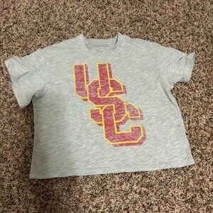 USC Trojans Crop Top Girls Small 6/6X Gray Short Sleeve Cotton Polyester Blend